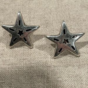 925 SILVER STAR PIERCED EARRINGS